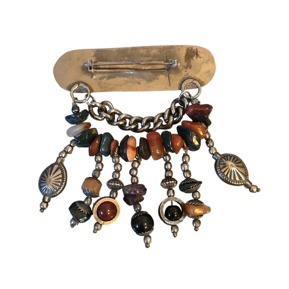 Silver Brooch With Dangling Gemstones - Picture 2 of 7